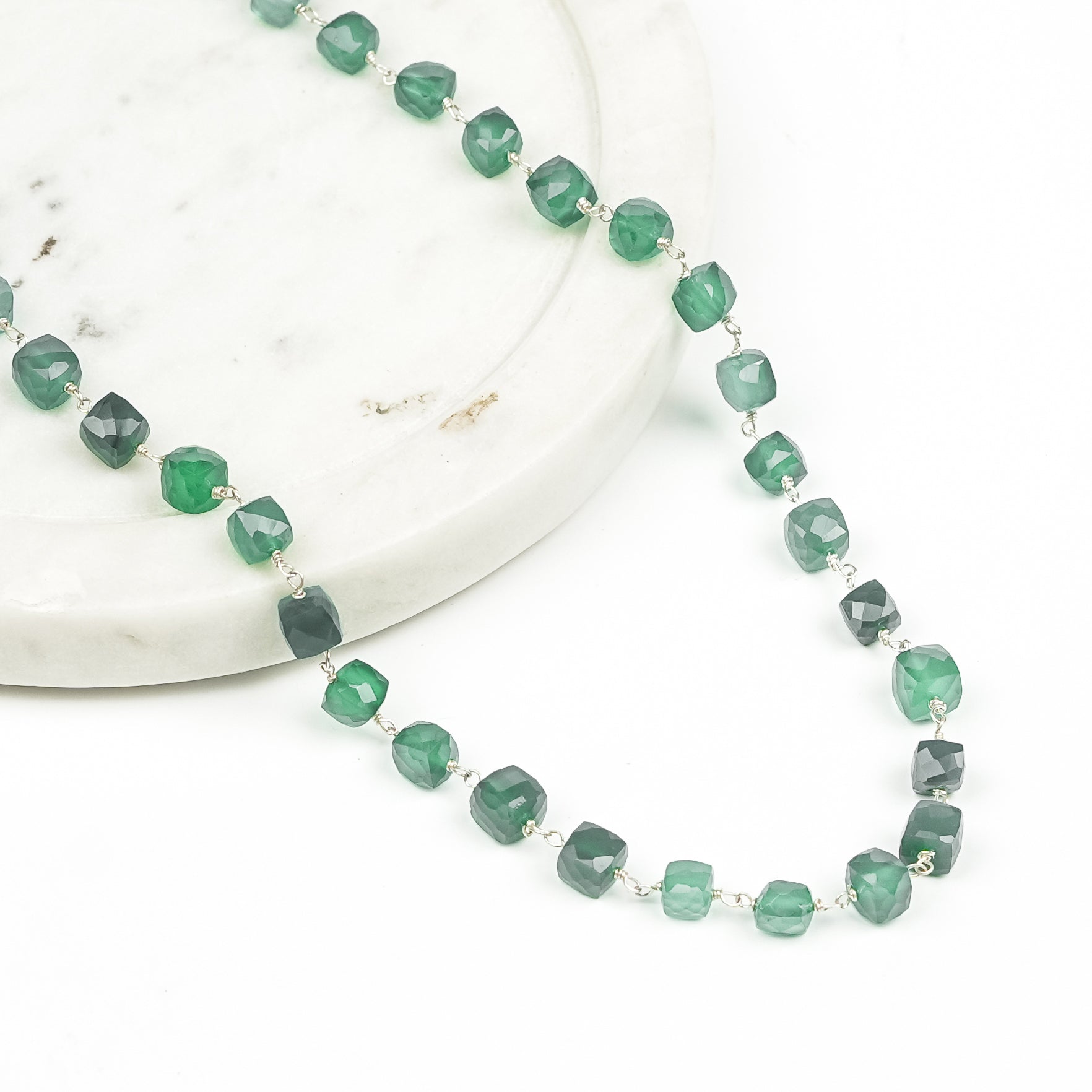 Silver Green Onyx Ganghan Necklace