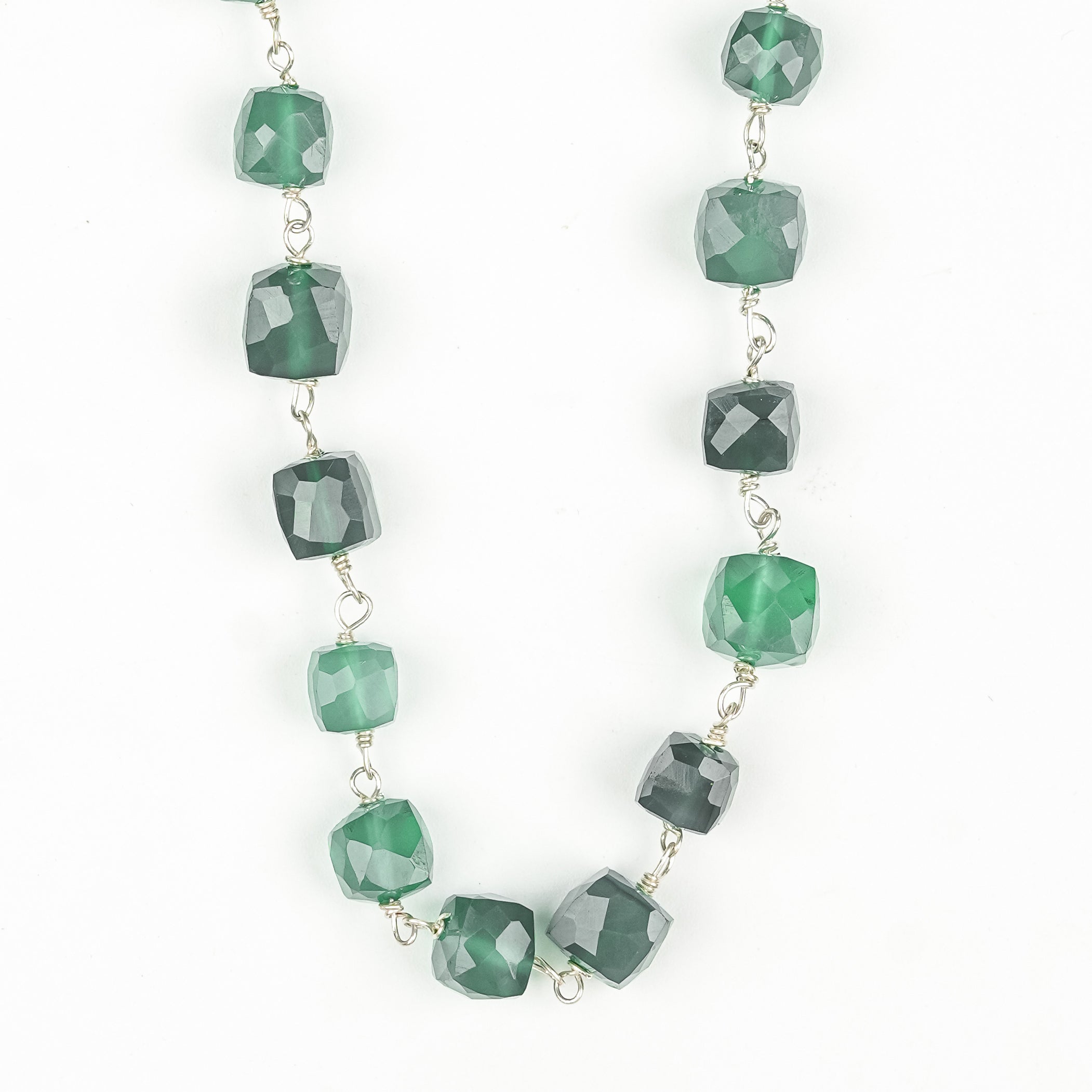 Silver Green Onyx Ganghan Necklace