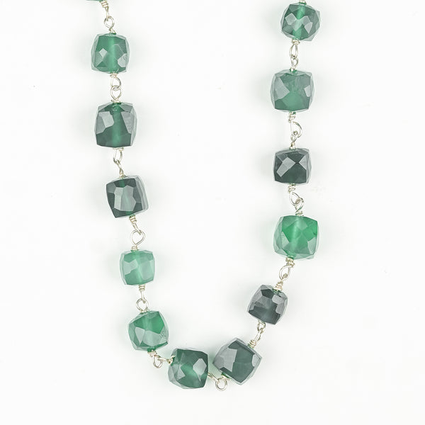 Silver Green Onyx Ganghan Necklace
