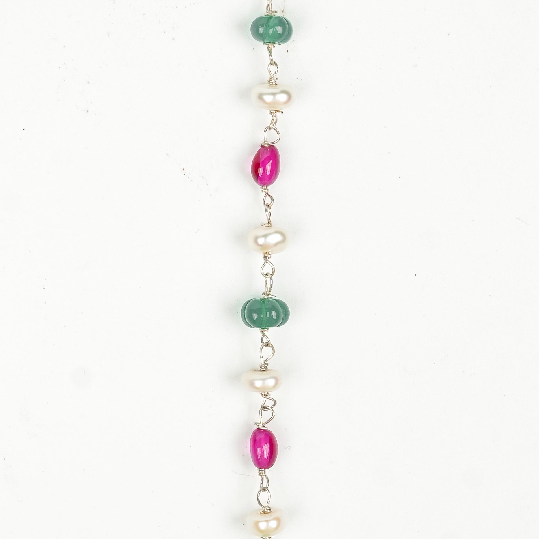 Rubies, Green Onyx & Freshwater Pearl Ganthan Necklace