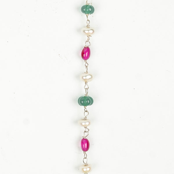 Rubies, Green Onyx & Freshwater Pearl Ganthan Necklace