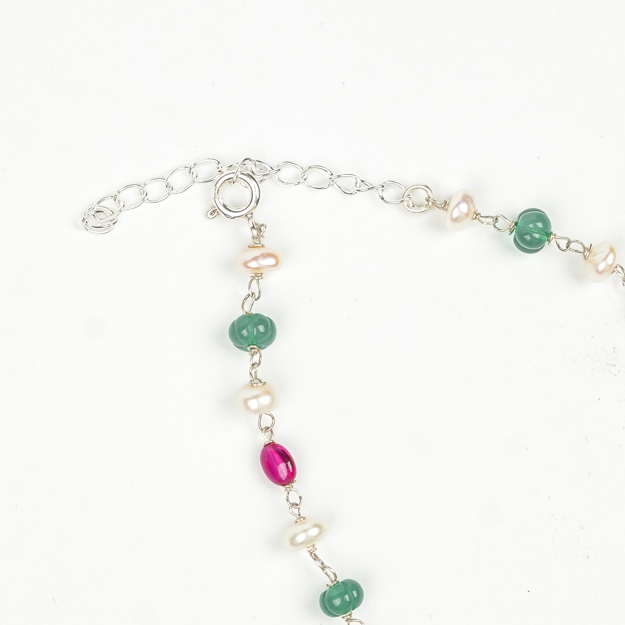 Rubies, Green Onyx & Freshwater Pearl Ganthan Necklace