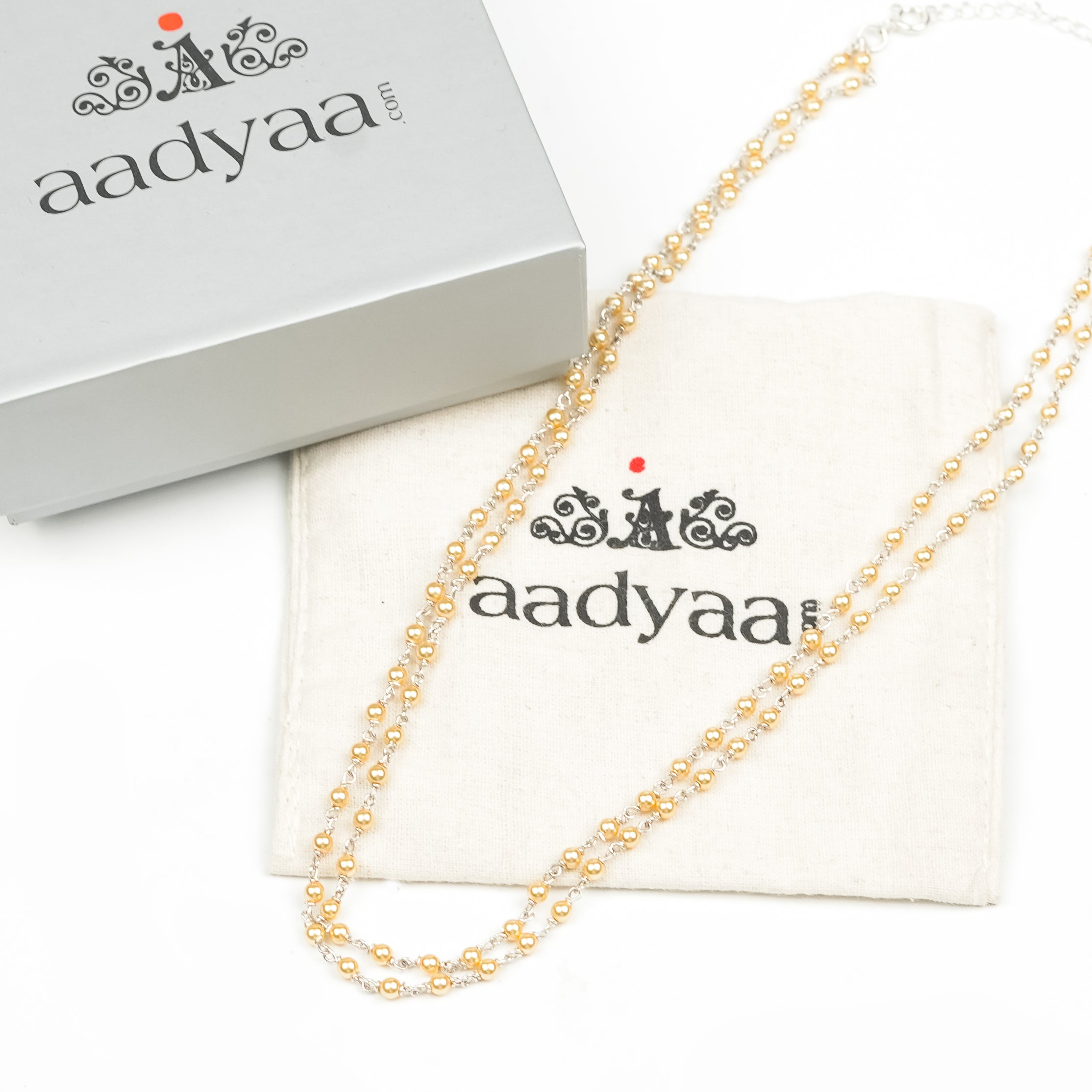 Silver Golden Pearl Ganthan Necklace