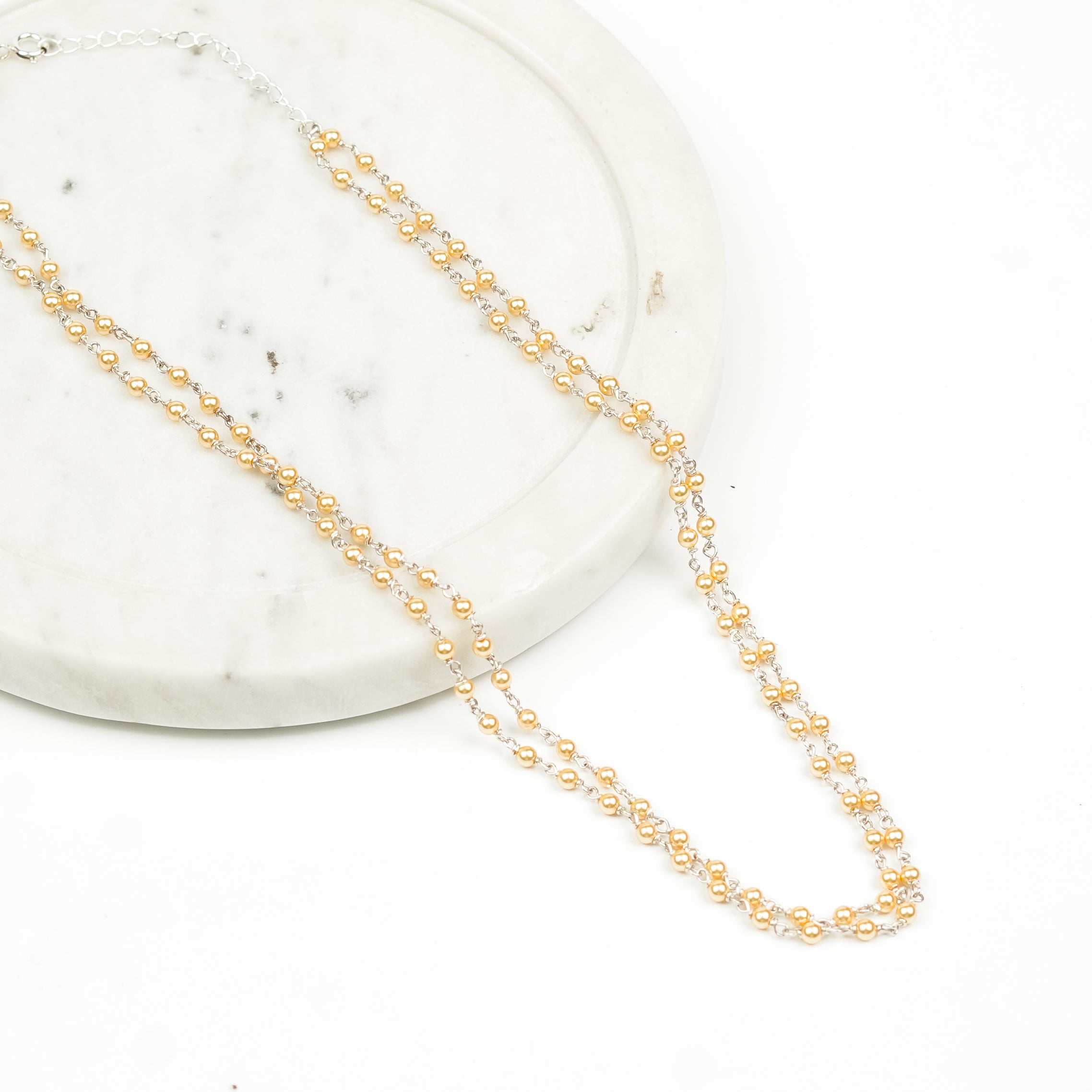 Silver Golden Pearl Ganthan Necklace