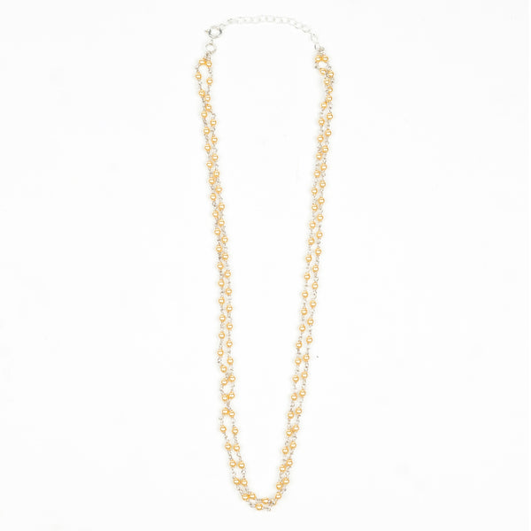 Silver Golden Pearl Ganthan Necklace