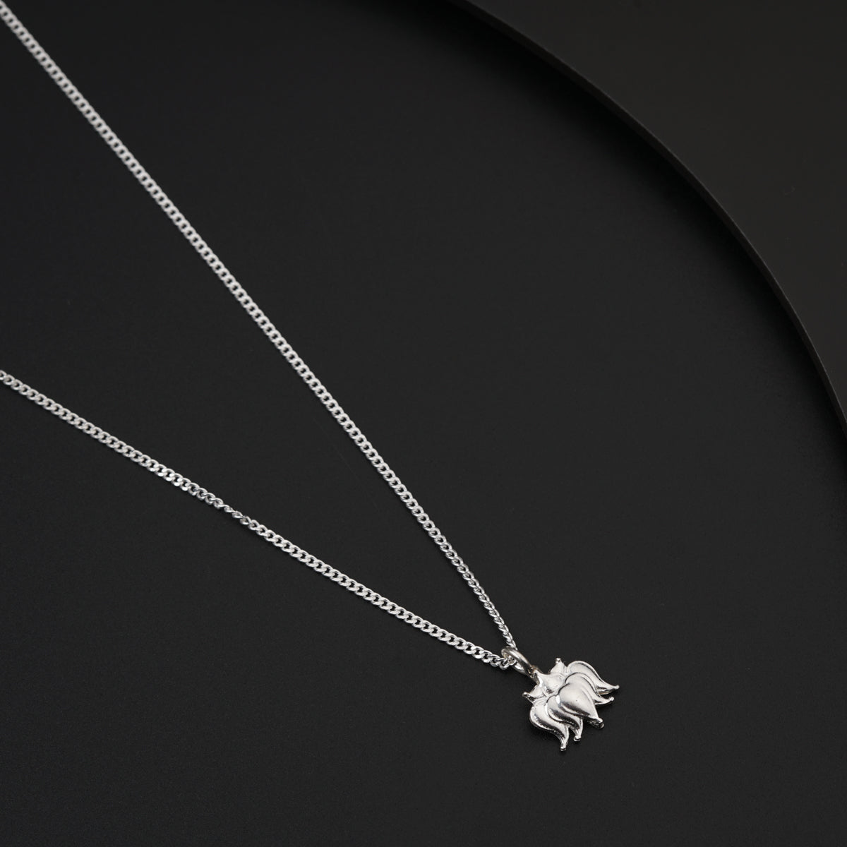 Daily Wear Silver Shiny Lotus Necklace