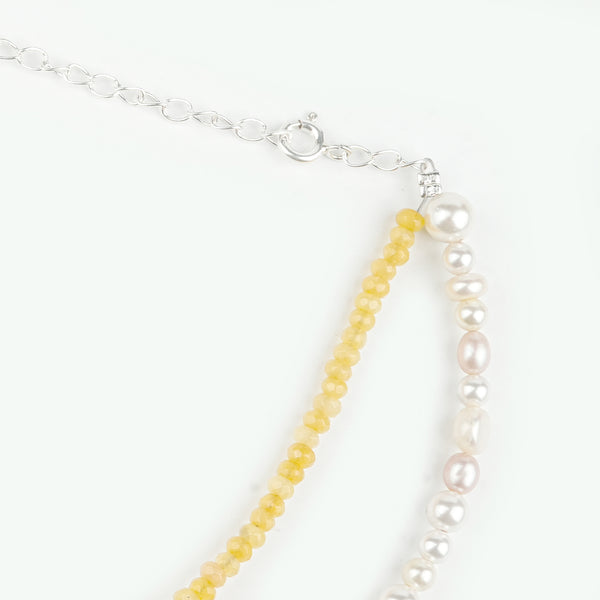 Yellow Jade & Freshwater Pearl Anklet (Project Handmade)