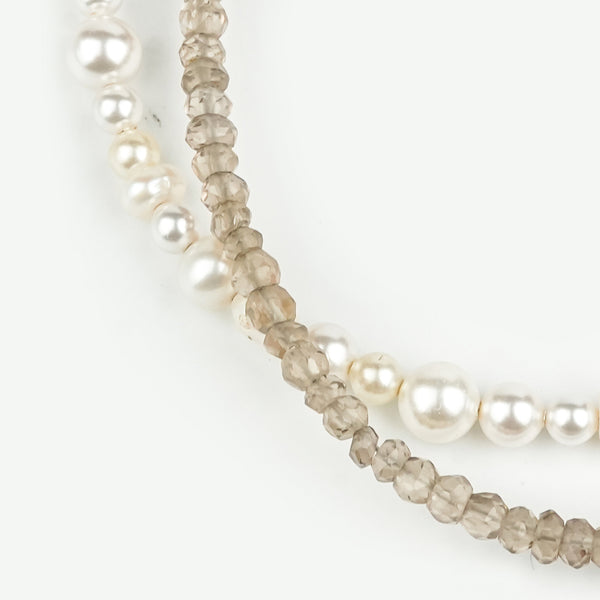 Smokey Quartz & Freshwater Pearl Anklet (Project Handmade)