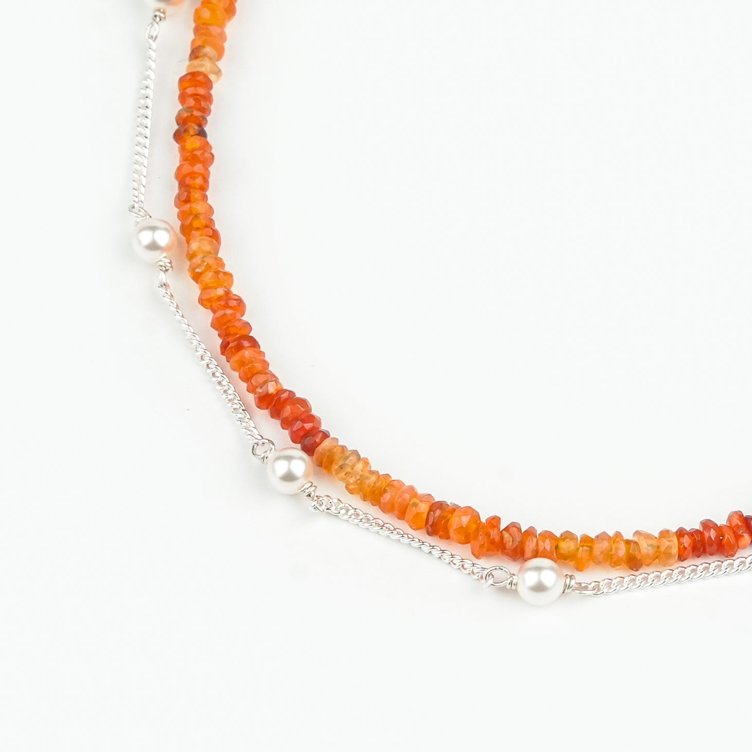 Carnelian & Pearl Chain Anklet (Project Handmade)