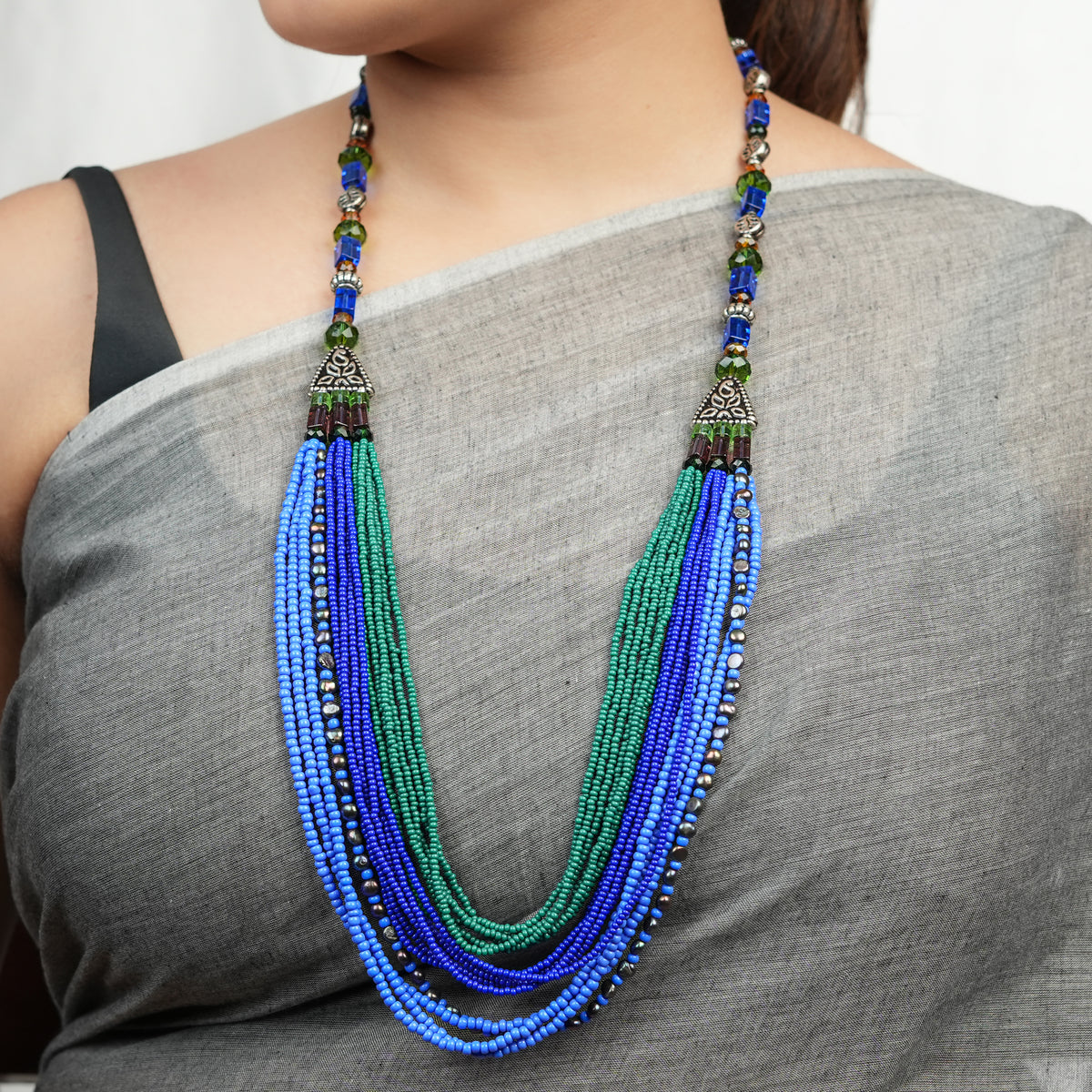 Glass Bead Layered Necklace