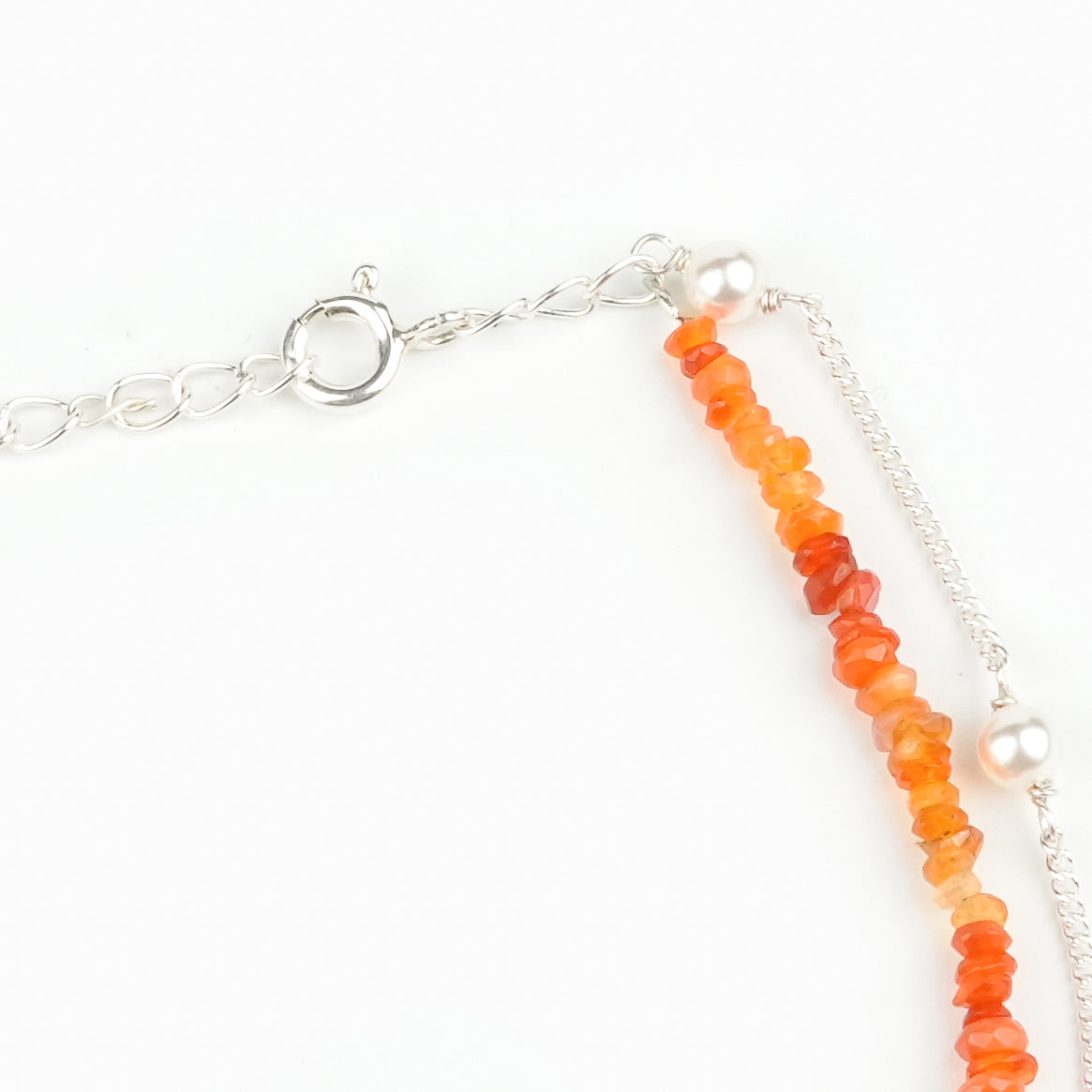 Carnelian & Pearl Chain Anklet (Project Handmade)