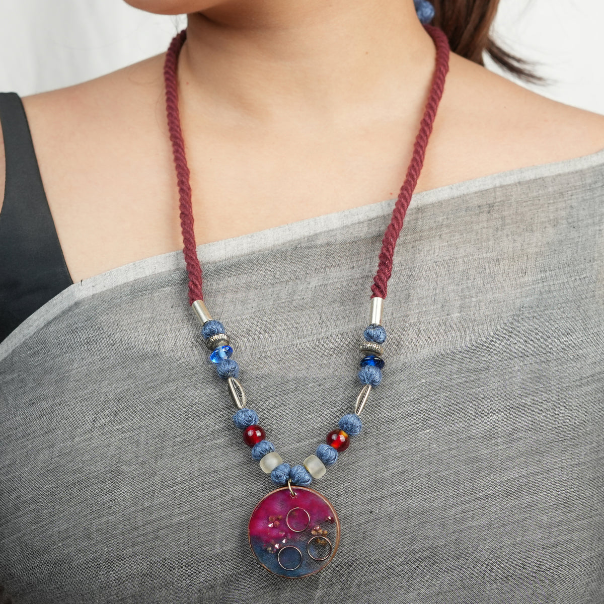 Glass Bead & Pipe Necklace