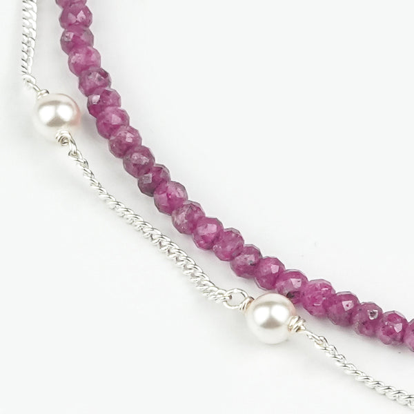 Ruby & Pearl Chain Anklet (Project Handmade)
