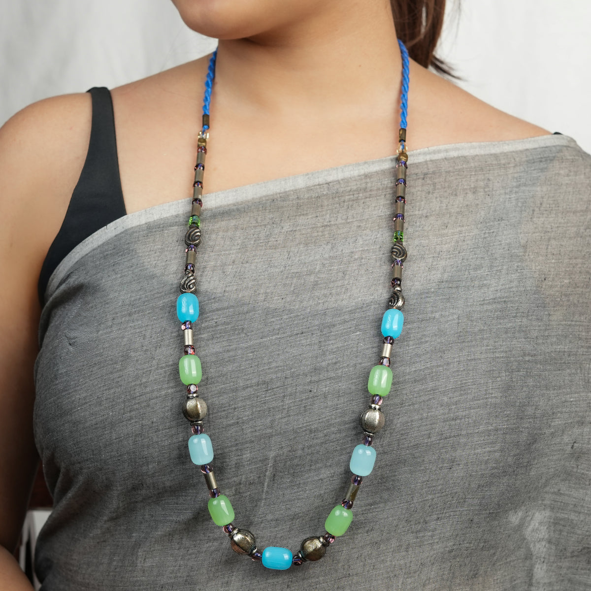 Glass Bead & Pipe Necklace