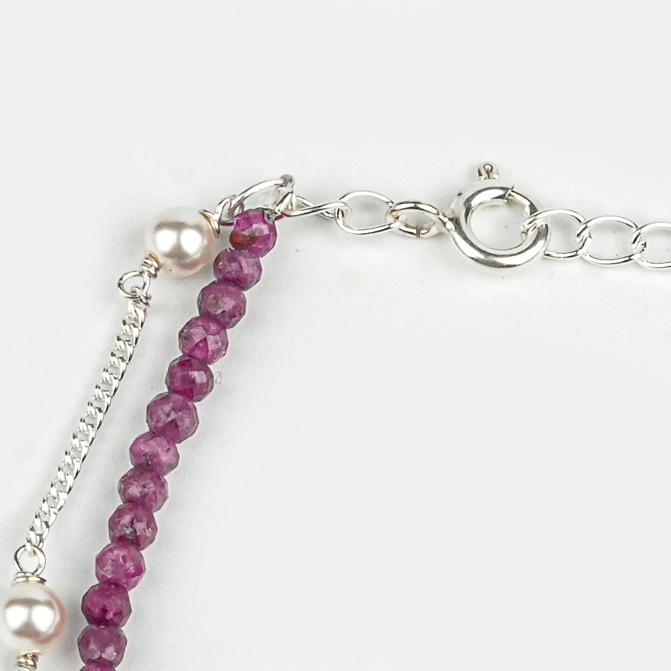 Ruby & Pearl Chain Anklet (Project Handmade)