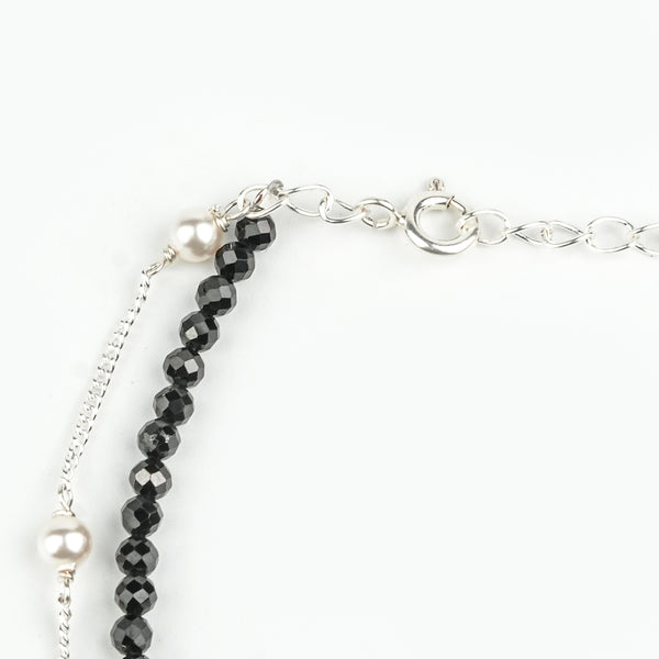 Black Spinel & Pearl Chain Anklet (Project Handmade)