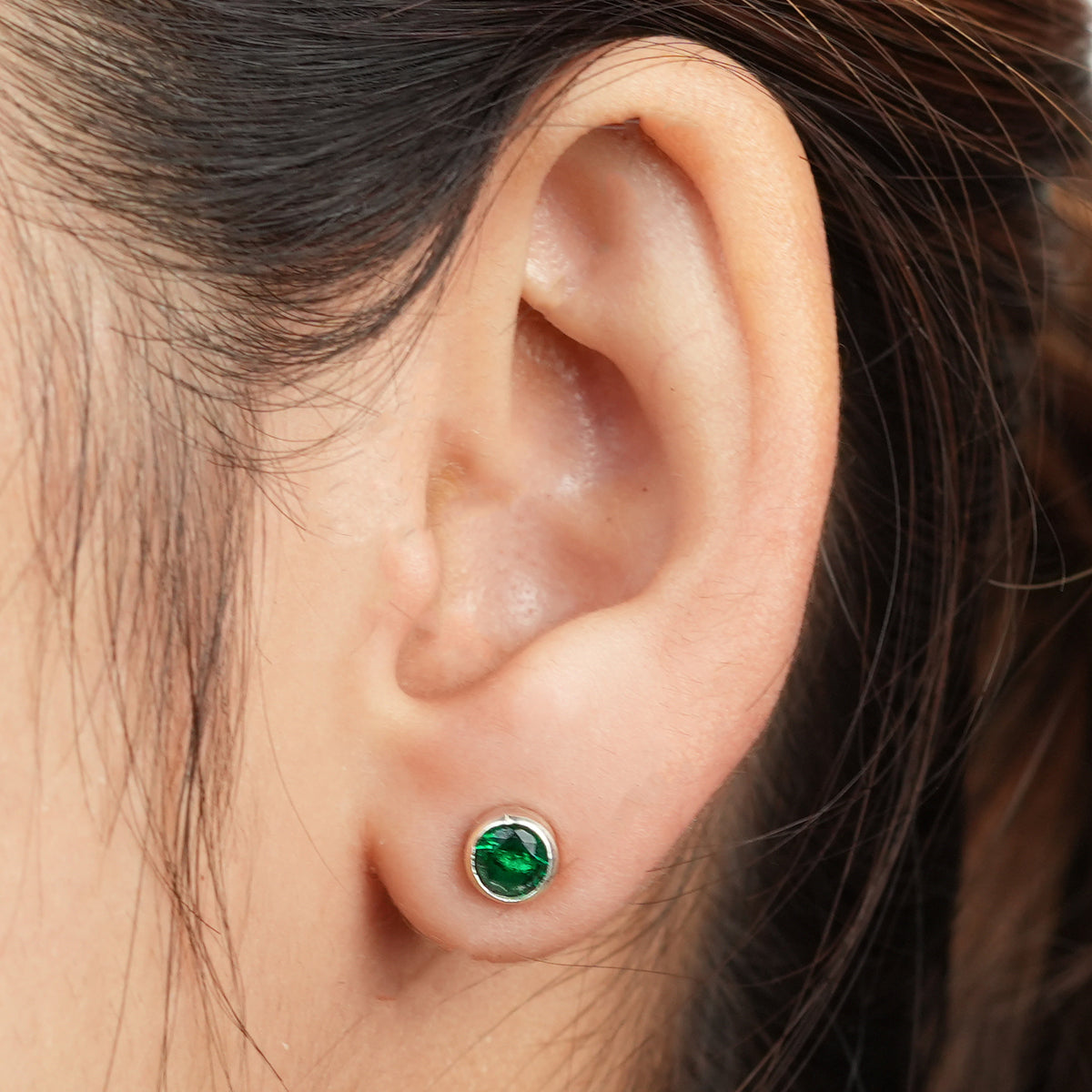 Silver Green CZ Studs