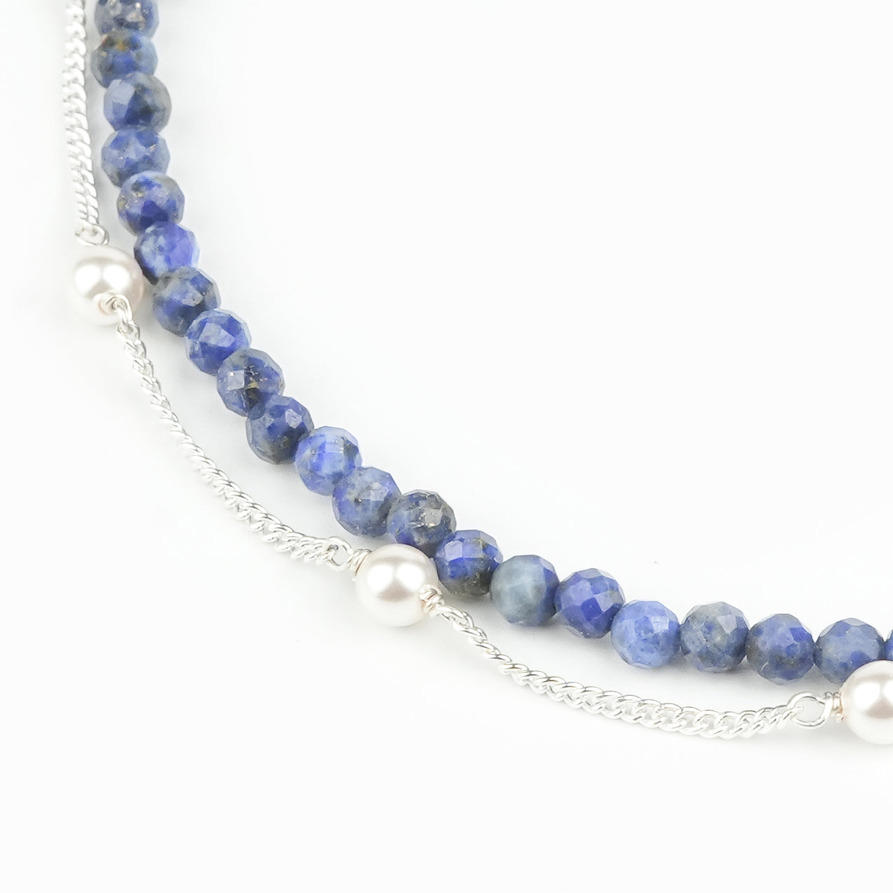 Lapis Lazuli & Pearl Chain Anklet (Project Handmade)