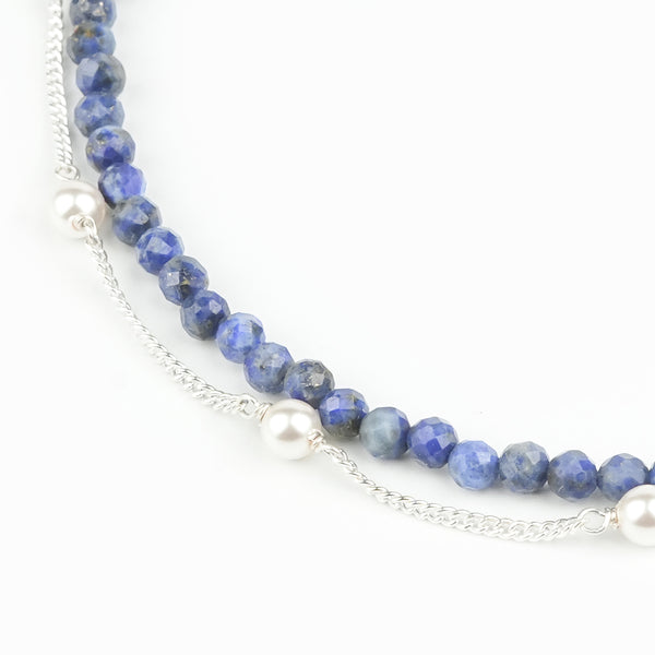 Lapis Lazuli & Pearl Chain Anklet (Project Handmade)