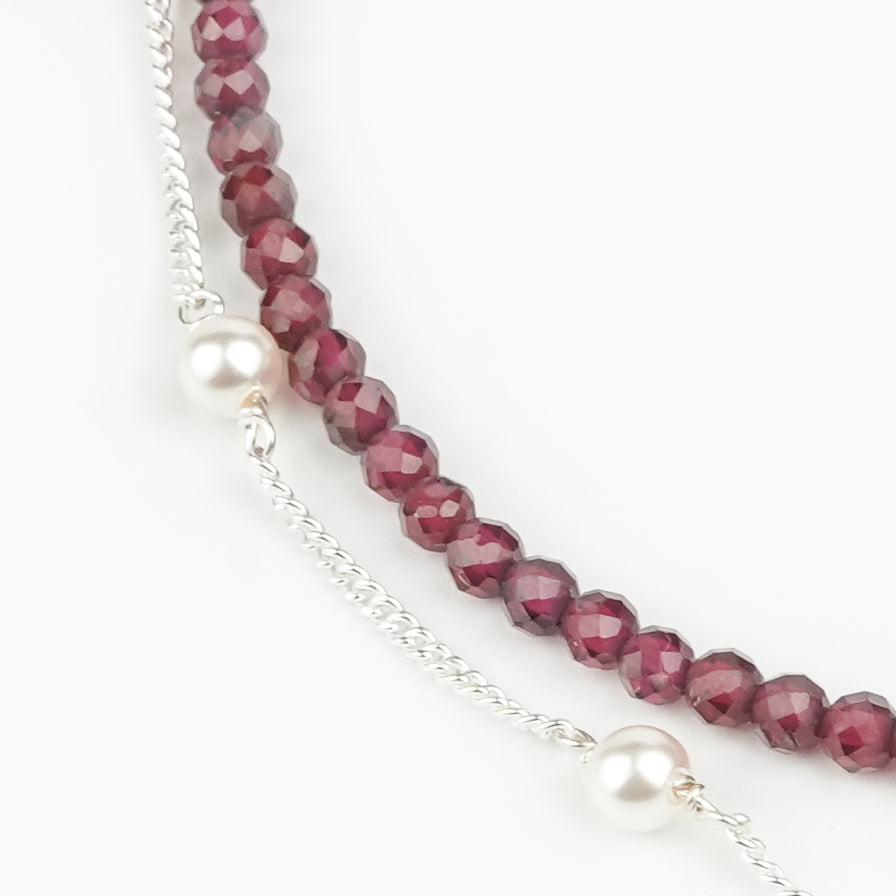 Garnet & Pearl Chain Anklet (Project Handmade)