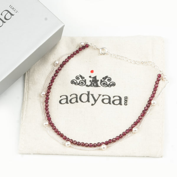 Garnet & Pearl Chain Anklet (Project Handmade)