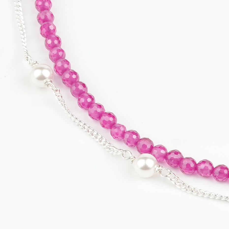 Ruby & Pearl Chain Anklet (Project Handmade)