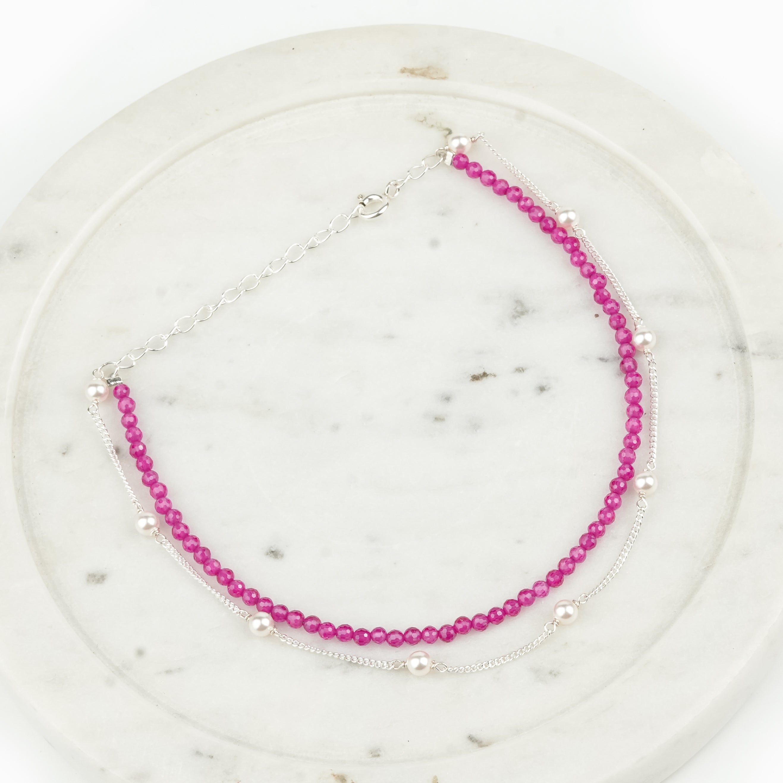 Ruby & Pearl Chain Anklet (Project Handmade)
