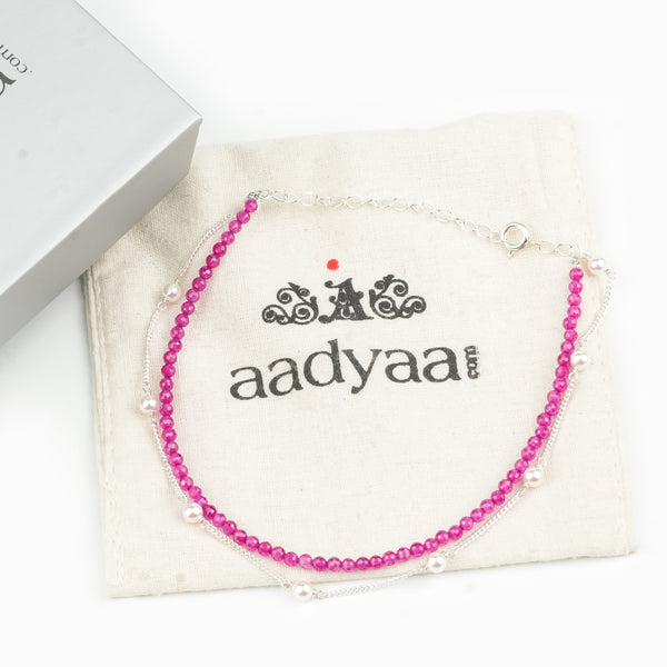 Ruby & Pearl Chain Anklet (Project Handmade)