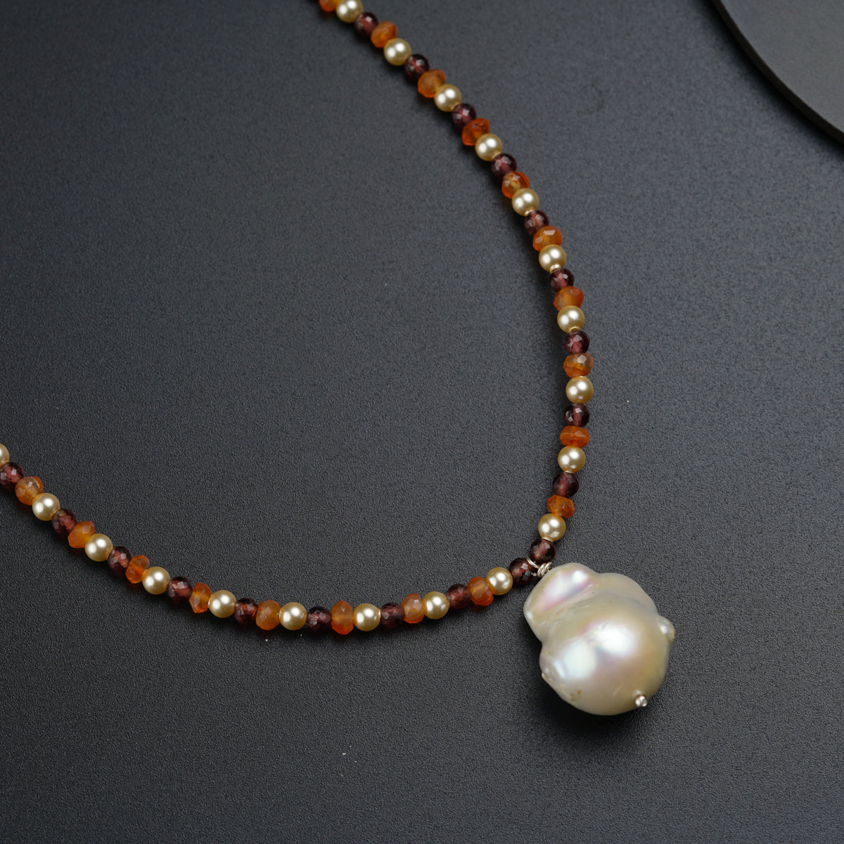 Handmade Silver Set with Pearls, Carnelians and Garnets