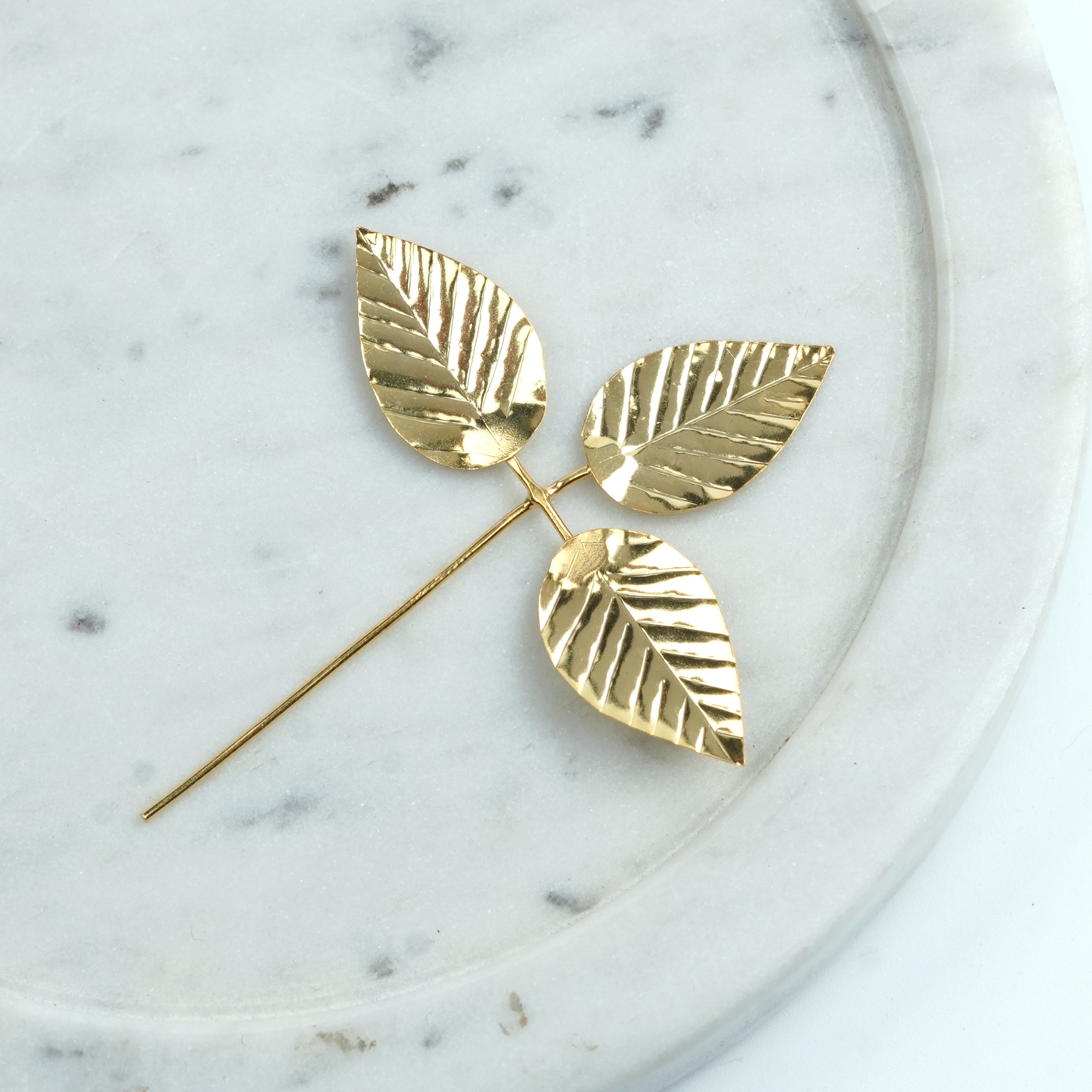 Set of 3 Leaves – Kevda, Tulsi Manjiri & Bel Leaf | 22K Gold-Plated