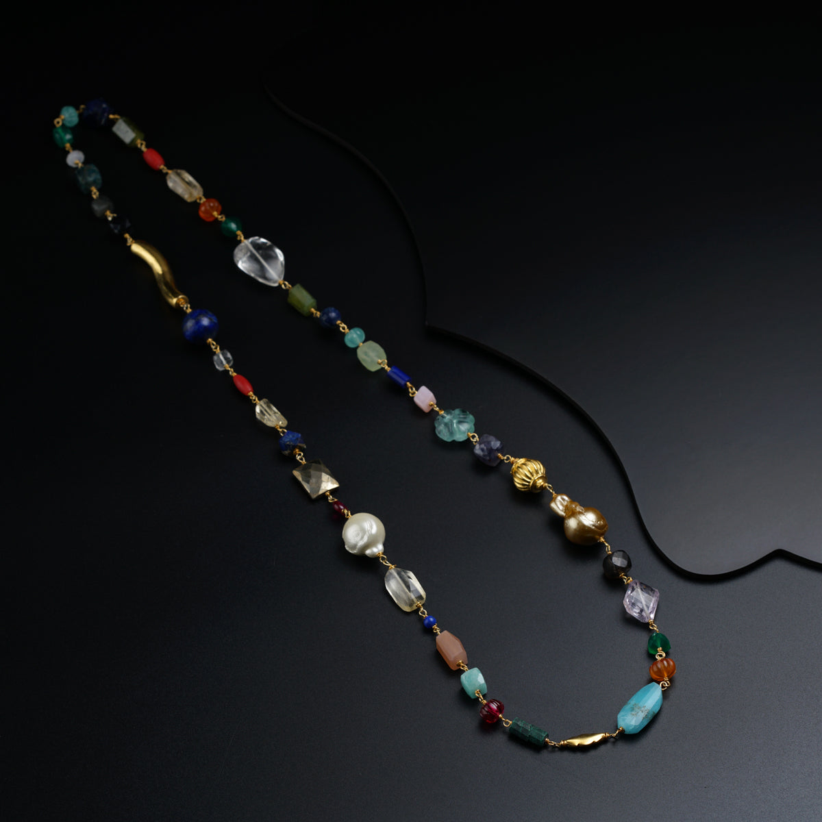 Multi Stone Necklace (Gold Plated)