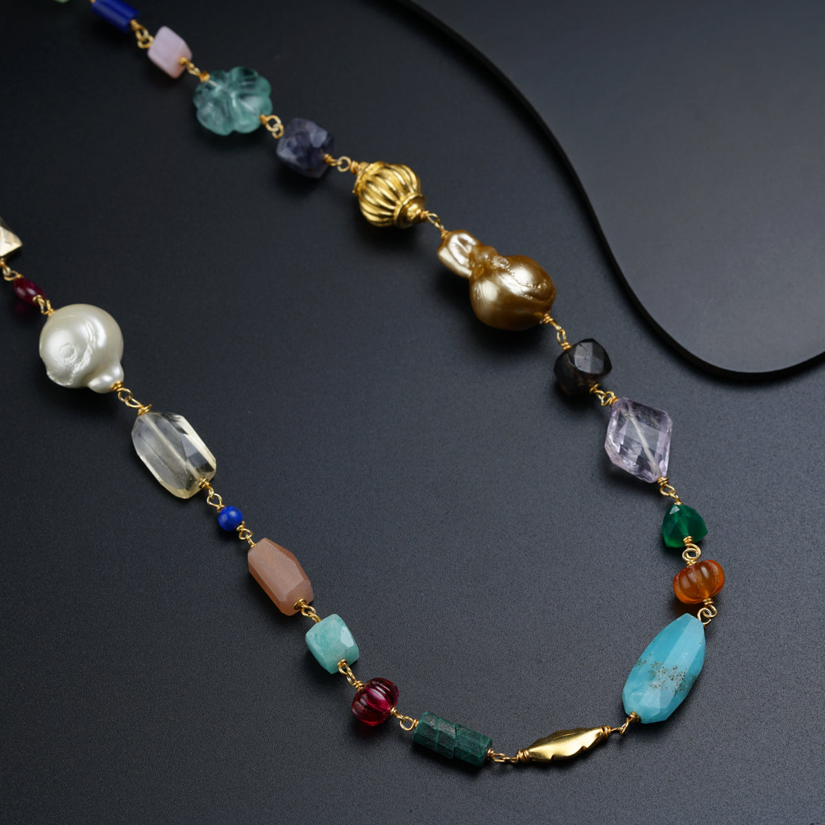 Necklace with Multicolor Gemstones (Gold Plated)