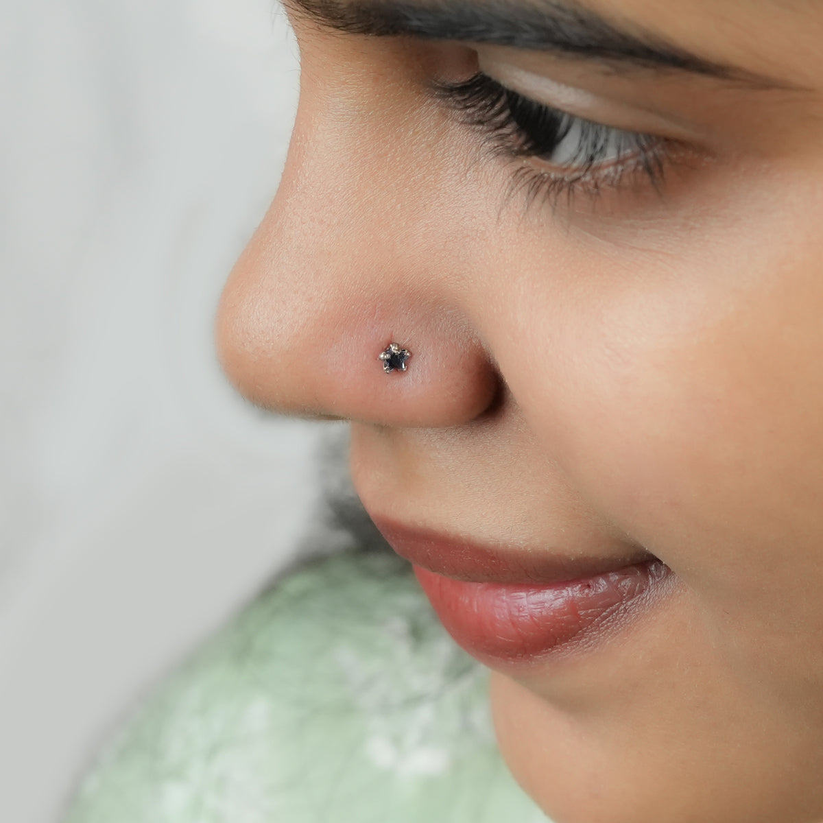 Blue CZ Nose Pin - Small (Pierced)