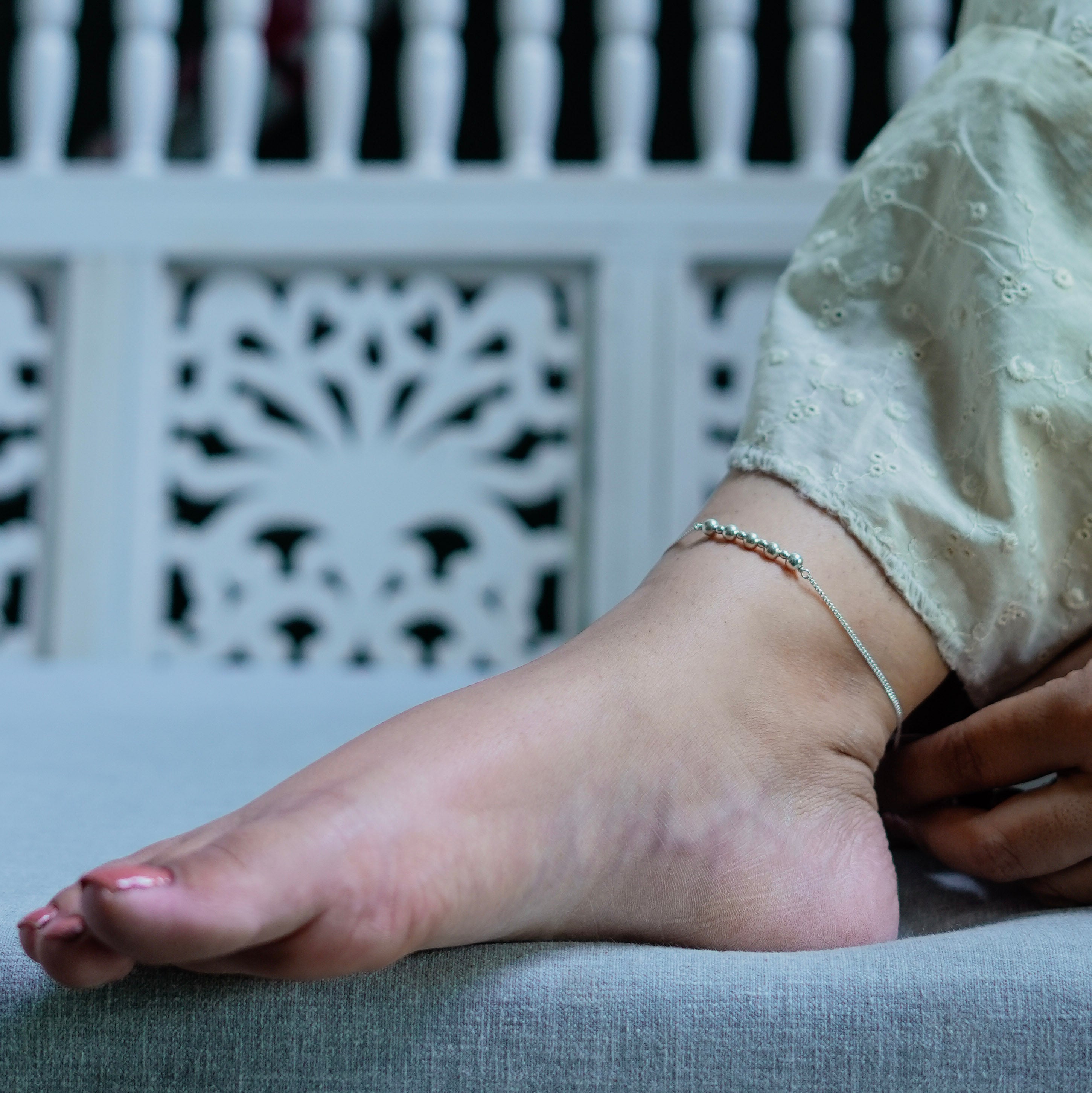 Silver Bead Anklet (Project Handmade)