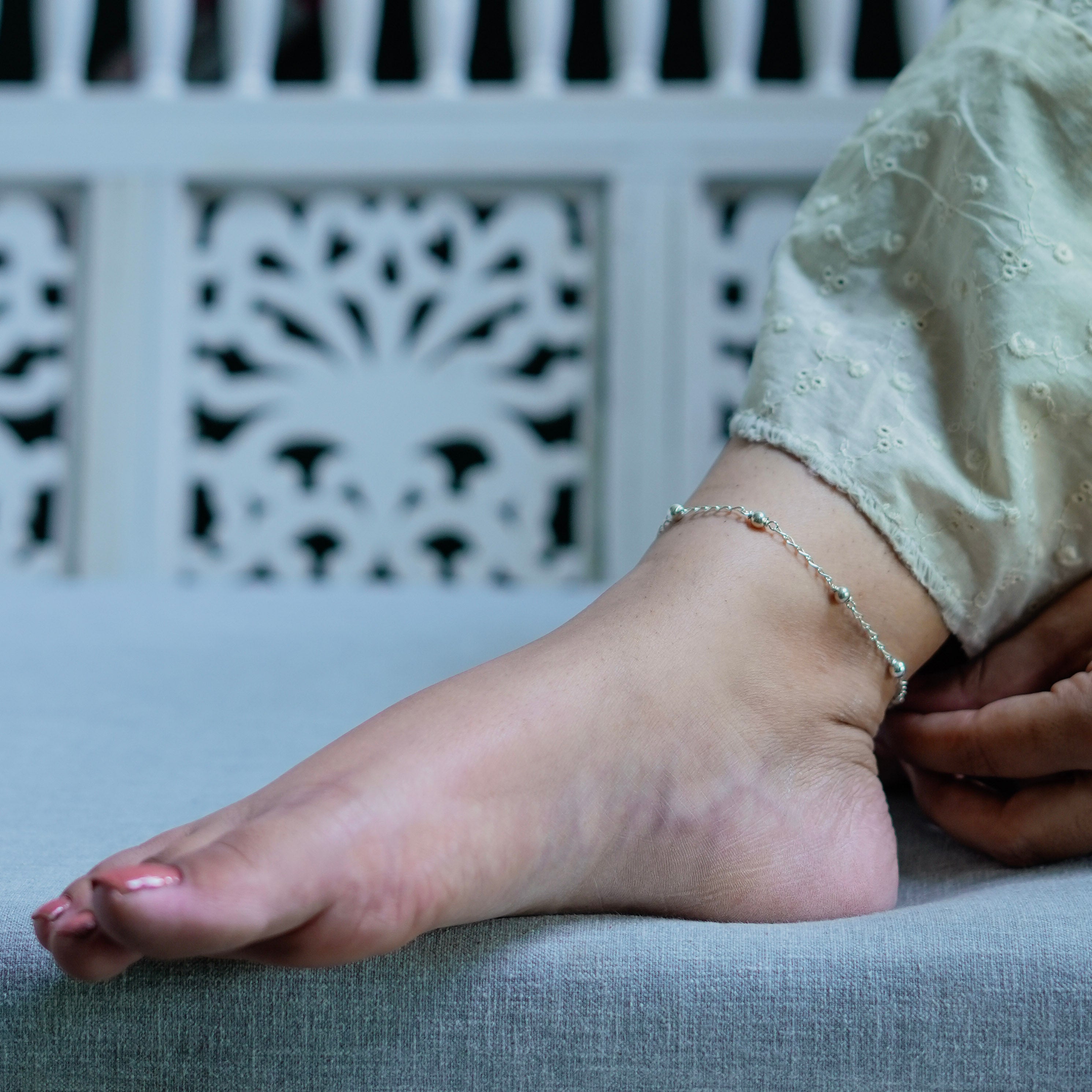 Silver Bead Chain Anklet (Project Handmade)