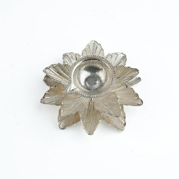 Silver Layered Floral Diya