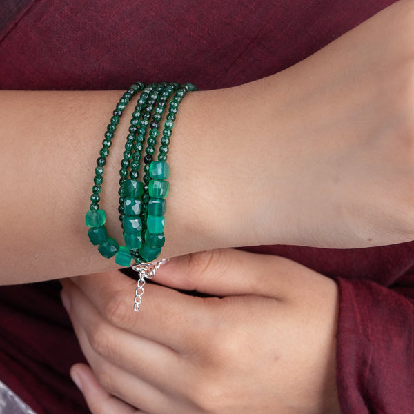 Green Onyx Silver Bracelet