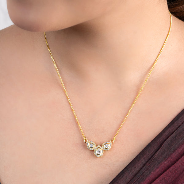 CZ Petal Necklace with Chain | 22K Gold-Plated