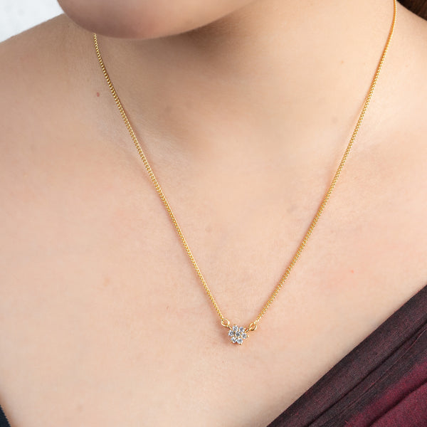 CZ Flower Necklace with Chain | 22K Gold-Plated