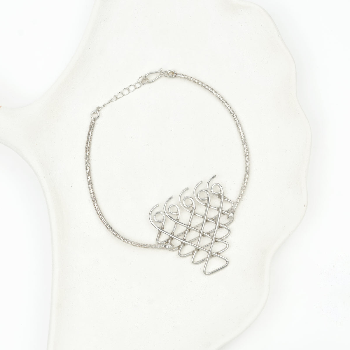 Silver Saraswati Bracelet with Goff