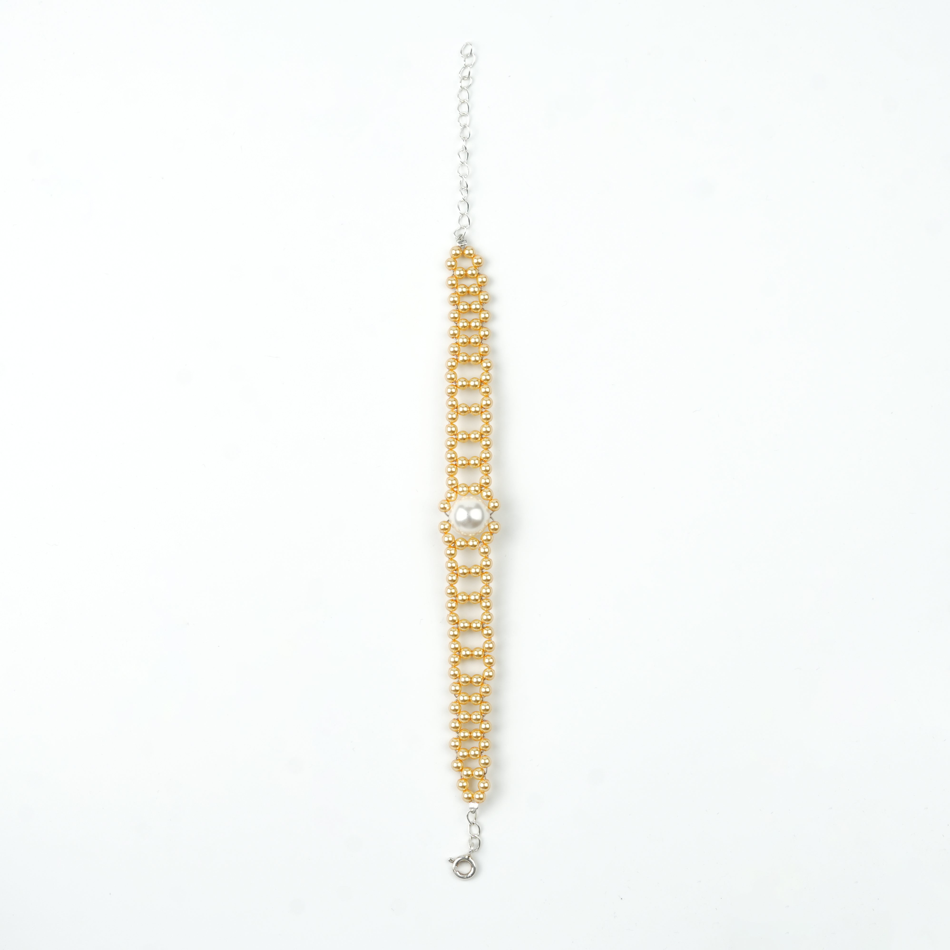 Golden and White Pearl Wrapped Bracelet (Project Handmade)