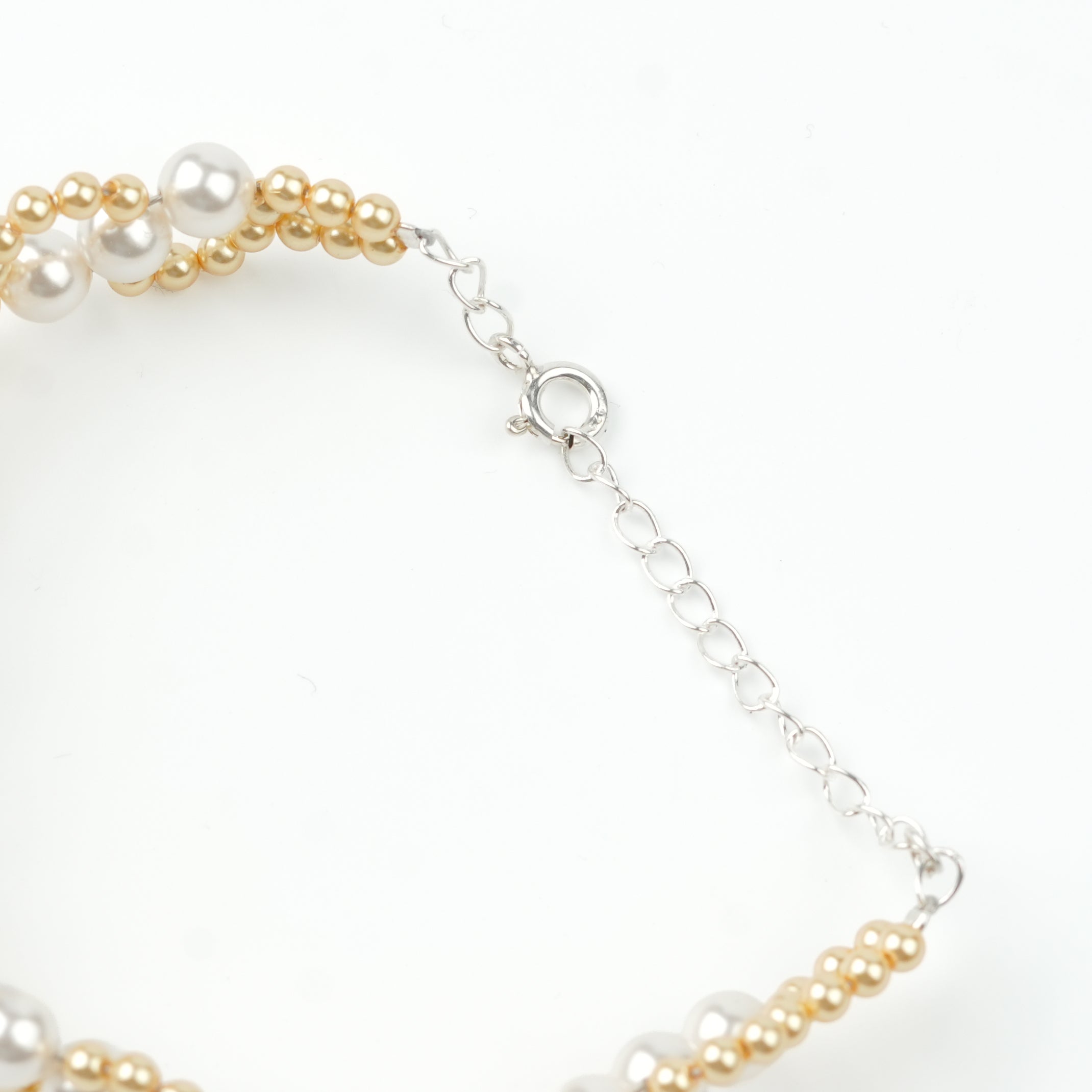 Golden and White Pearl Binded Bracelet (Project Handmade)