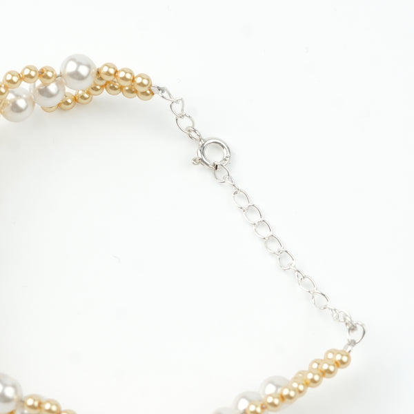 Golden and White Pearl Binded Bracelet (Project Handmade)