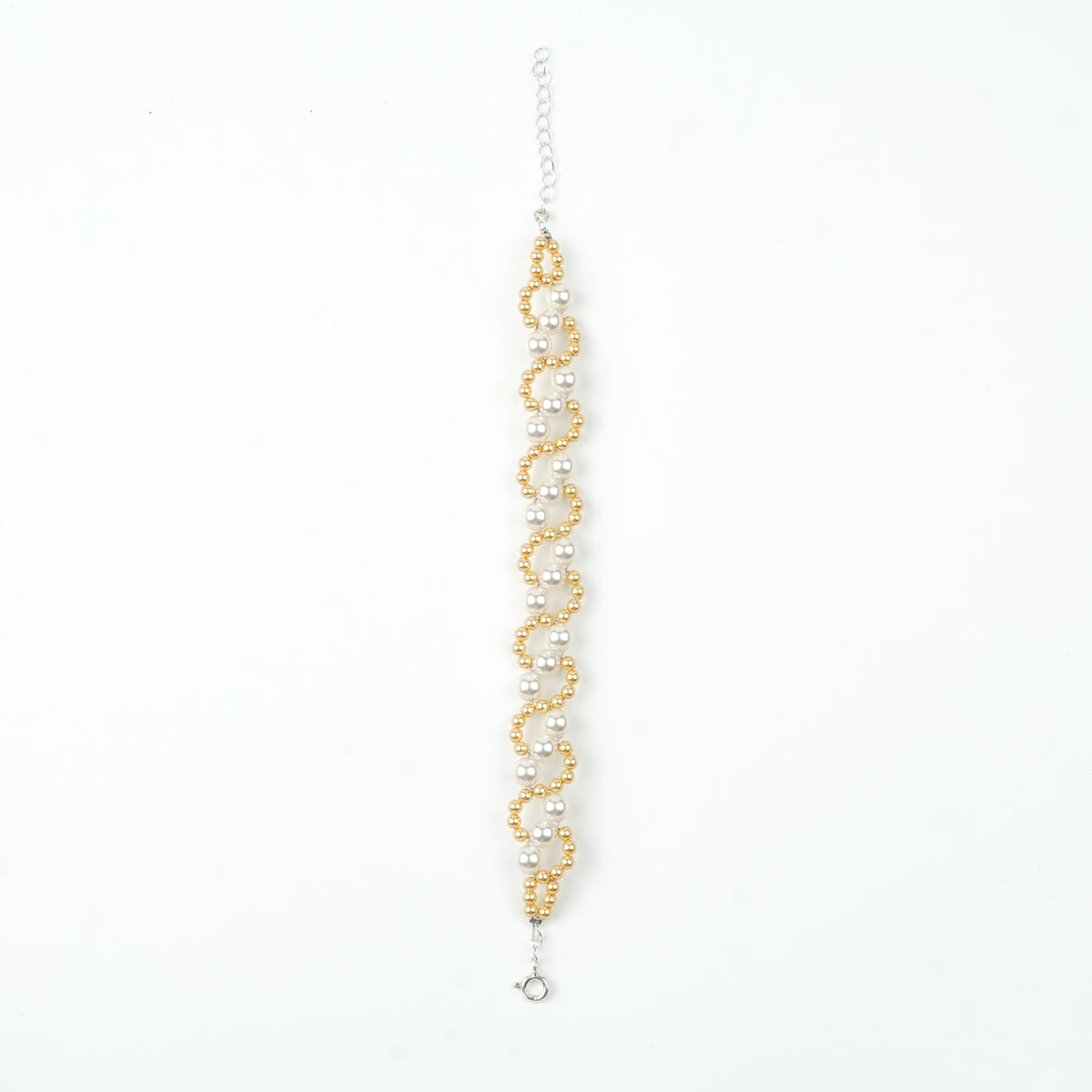Golden and White Pearl Binded Bracelet (Project Handmade)