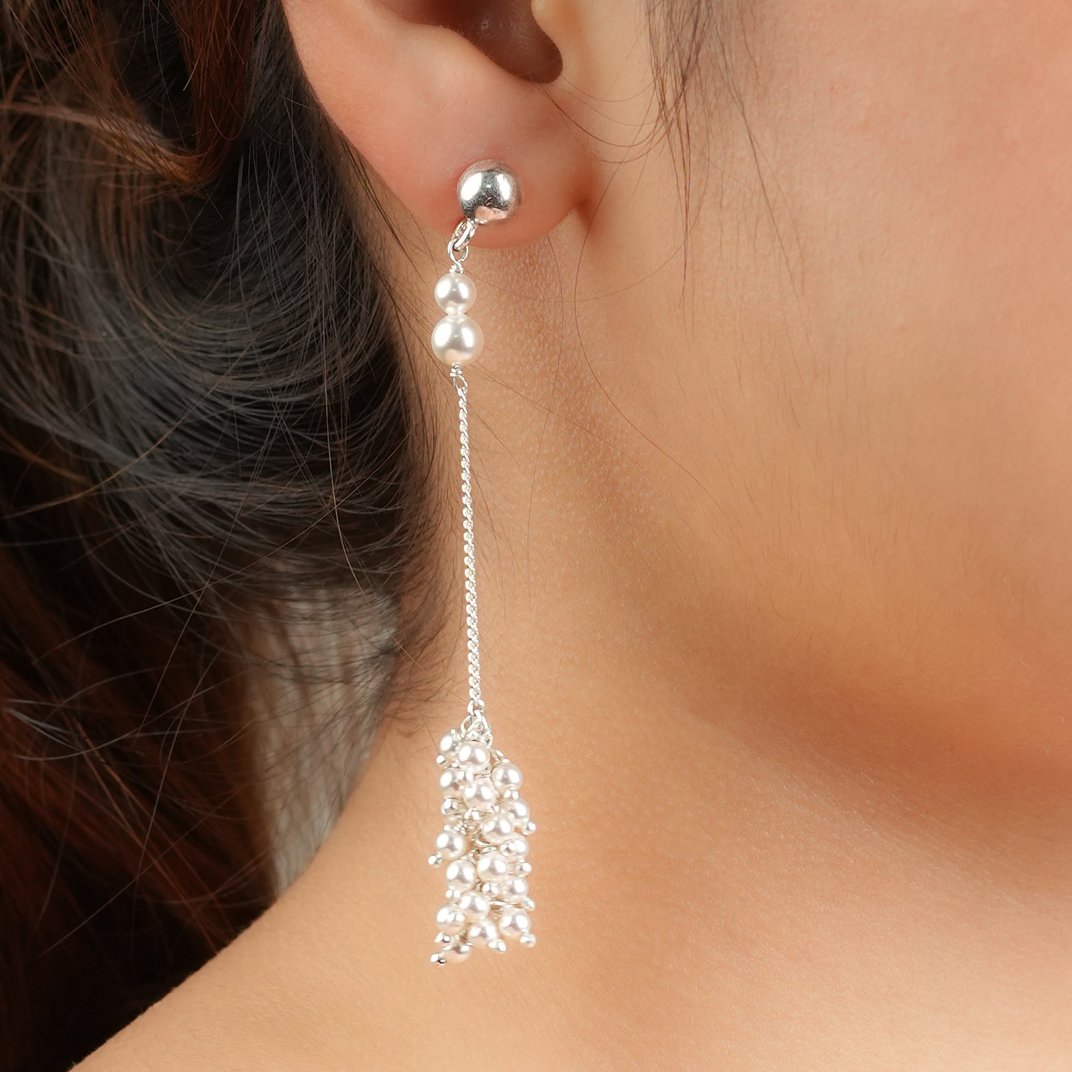 Pearl Bunch and Chain Earring (Project Handmade)