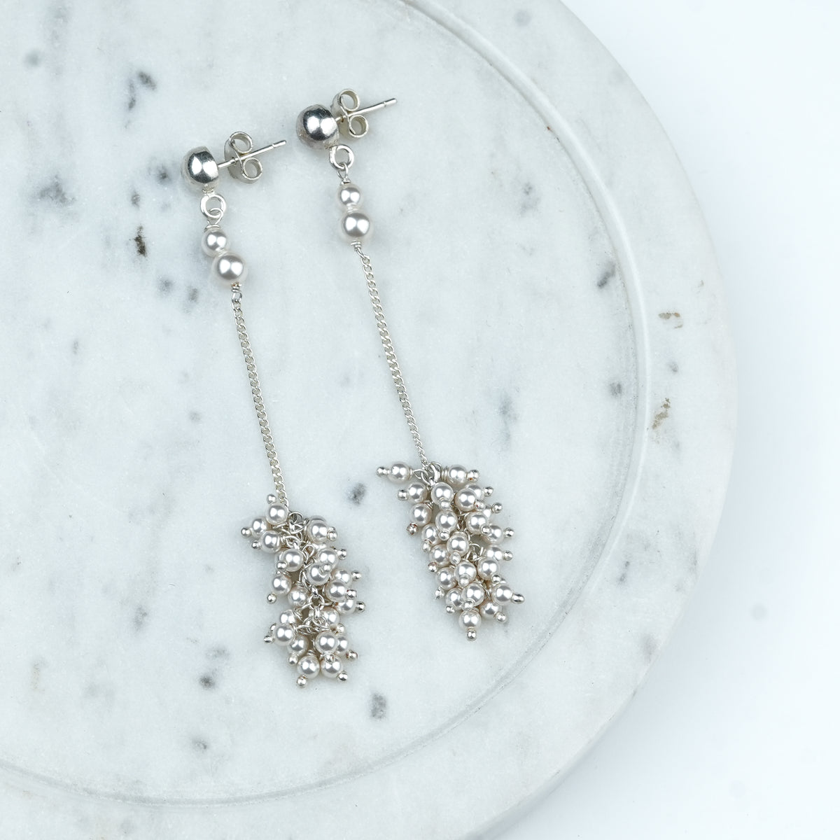 Pearl Bunch and Chain Earring (Project Handmade)