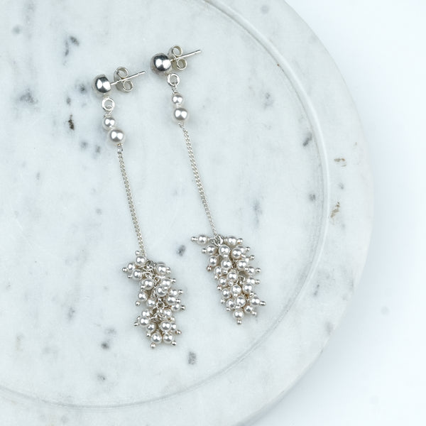 Pearl Bunch and Chain Earring (Project Handmade)