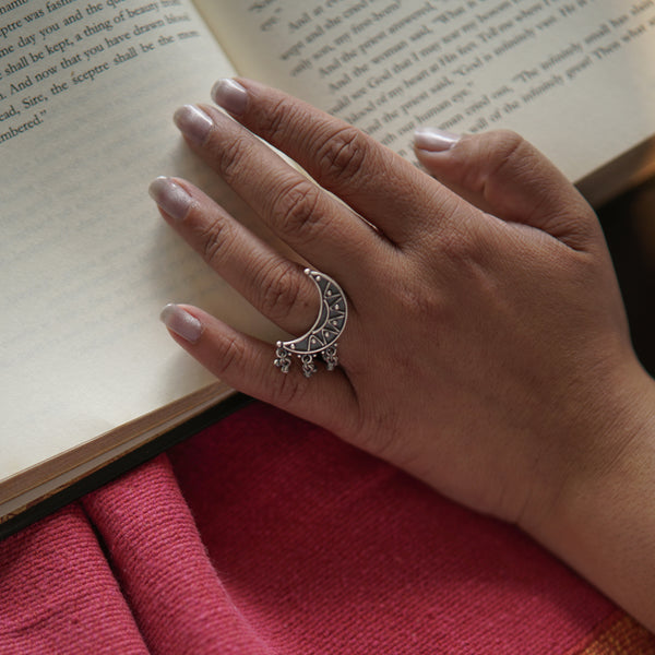 Silver Chandrakor ghungroo Ring