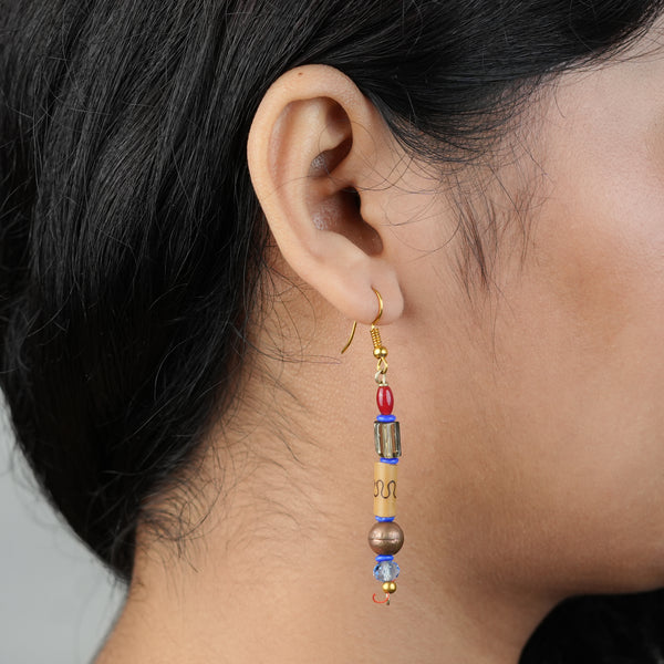 Glass Bead and Wooden Bead Earrings