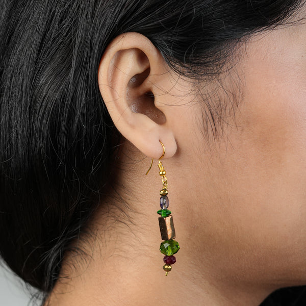 Copper Bead and Glass Bead Earrings